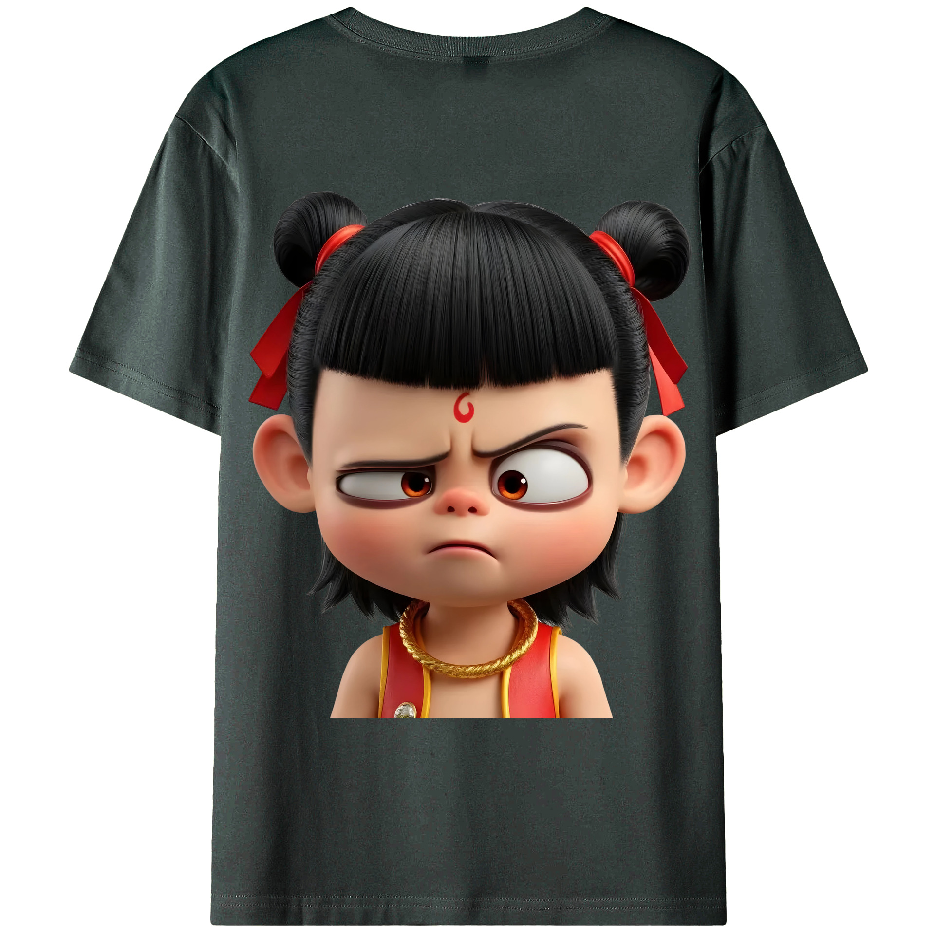 （画像用） Ne Zha 2 ナタ 魔童の大暴れ 綿100％ メンズ半袖Tシャツ（バックプリント） 通気性